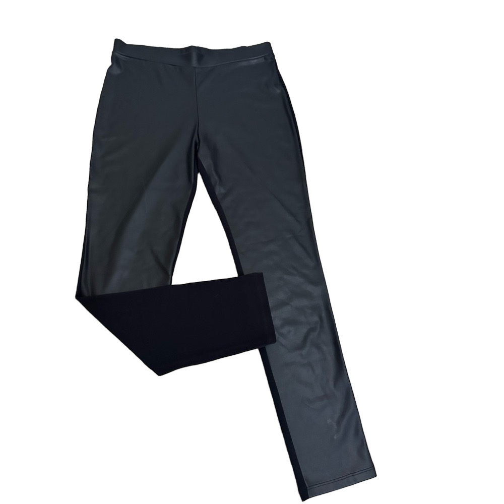 CLARA SUNWOO Faux Leather Two Tone Pull-On Legging Pants